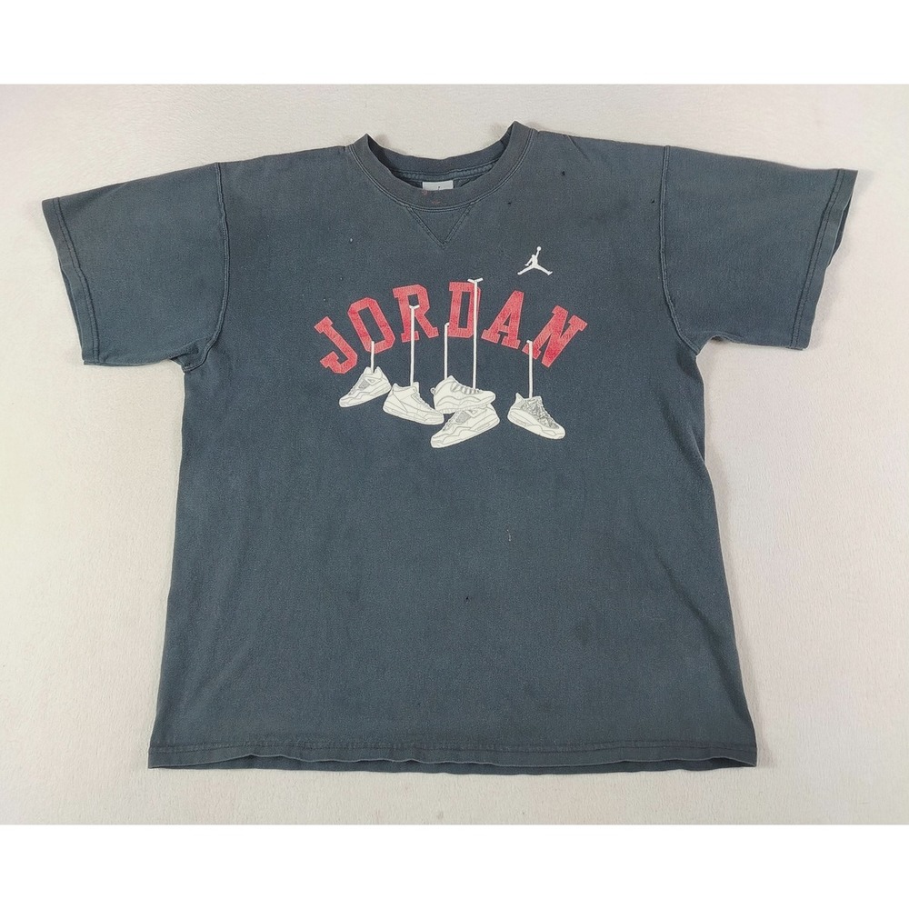 Vintage Jordan Shirt Mens Large Black Shoes Graphic Jumpman Sports Basketball